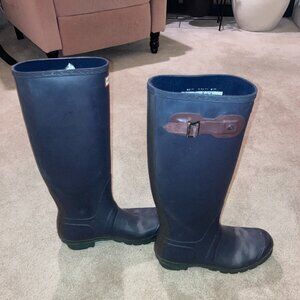 Hunter - Tall Navy Boots - Size 8